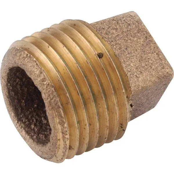 Anderson Metals 1 Inch Type 738109 Red Brass Threaded Cored Pipe Flush Plug, 738109-16