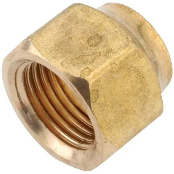 Anderson Metals 5/8 Inch Yellow Brass Forged Short Flare Acorn Nut, 5 per case, 754018-10