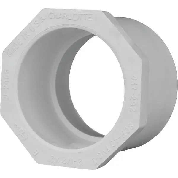 Charlotte Large Pipe 2-1/2 Inch SPG x 2 Inch Slip Schedule 40 PVC Bushing, PVC 02107 2600HA Charlotte Pipe