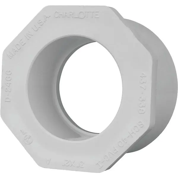 Charlotte Optimized Pipe 3 Inch SPG x 2 Inch Slip Schedule 40 PVC Bushing, PVC 02107 3600HA Charlotte Pipe