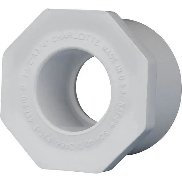 Charlotte Pipe 1-1/2 Inch SPG x 3/4 Inch Slip Schedule 40 PVC Bushing, PVC 02107 1100HA