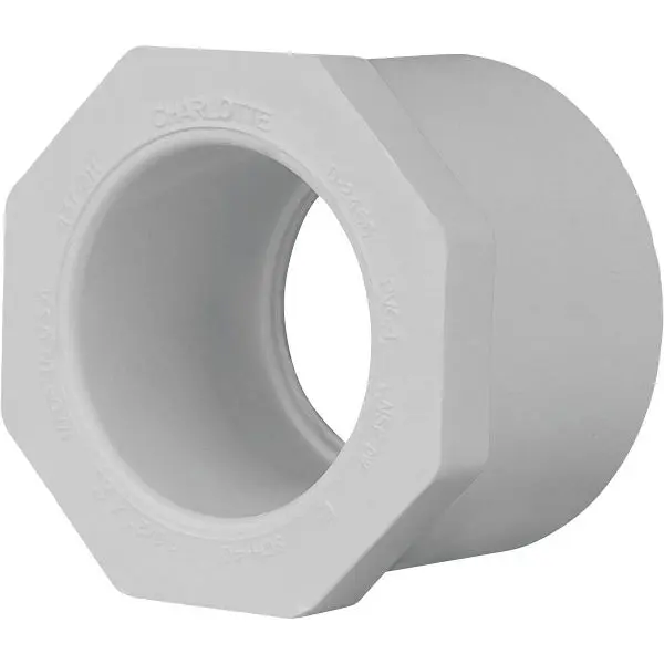 Charlotte Pipe 1-1/2 Inch SPG x 1 Inch Slip Schedule 40 PVC Bushing, PVC 02107 1150HA