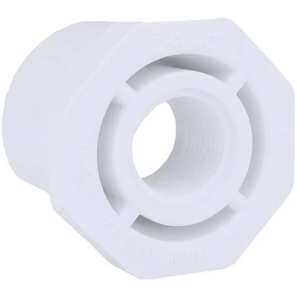 Charlotte Pipe 1-1/4 Inch SPG x 1/2 Inch FPT Schedule 40 PVC Bushing, PVC 02108 0900HA