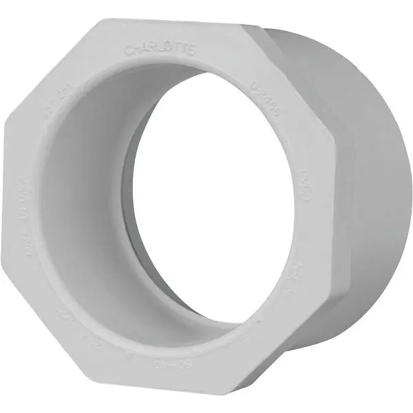 Charlotte Pipe 2 Inch SPG x 1-1/2 Inch Slip Schedule 40 PVC Bushing, PVC 02107 1400HA