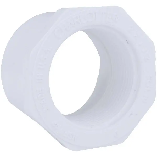 Charlotte Pipe 2 Inch SPG x 1-1/2 Inch FPT Schedule 40 PVC Bushing, PVC 02108 3200HA