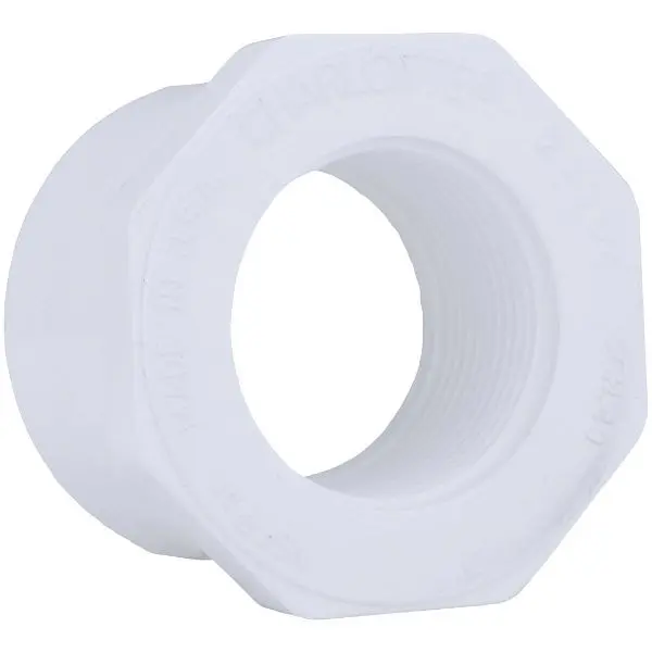 Charlotte Pipe 2 Inch SPG x 1-1/4 Inch FPT Schedule 40 PVC Bushing, PVC 02108 3000HA