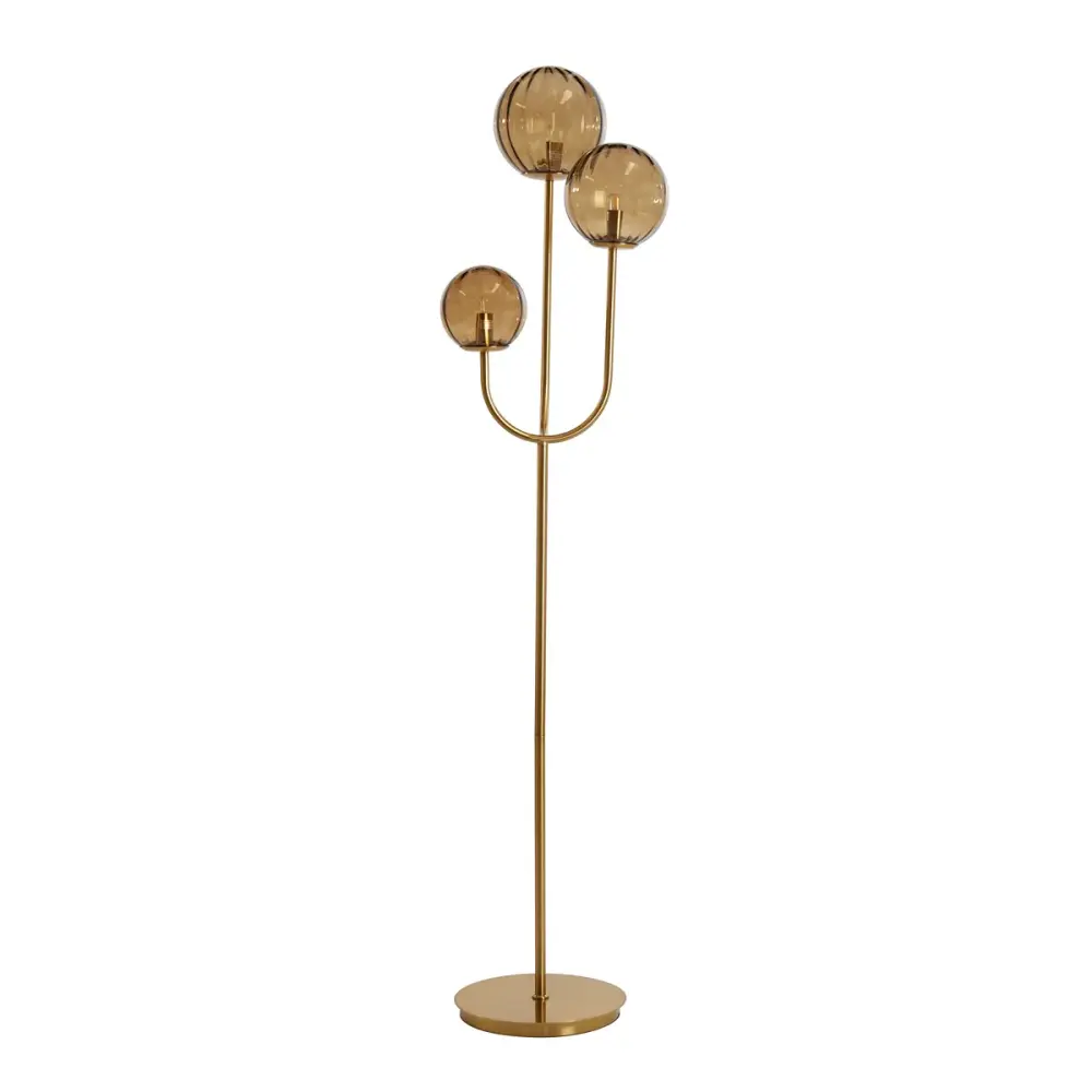 Magdala Floor Lamp - Gold & Chestnut Glass