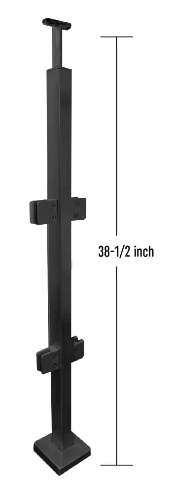 IPSQ40S42L316BL Black Square Rust-proof Steel Post Inline 42" SS316