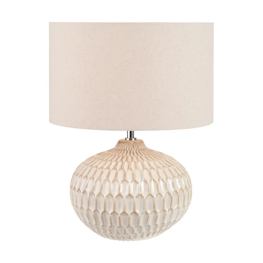 Cassius Textured Glazed Ceramic Table Lamp - Warm Ivory