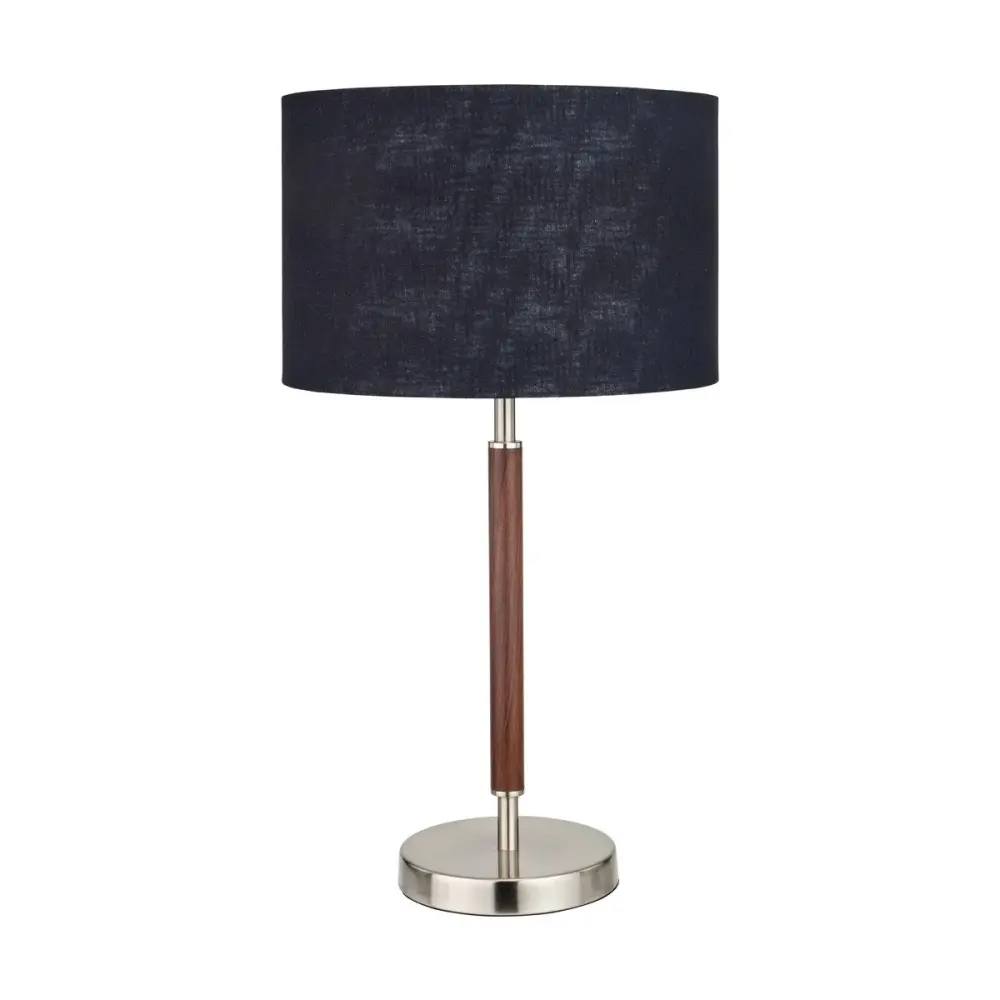 Gianni Table Lamp - Brushed Sterling and Wood Effect
