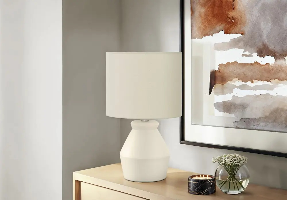 Lighting, Table Lamp Contemporary - Cream
