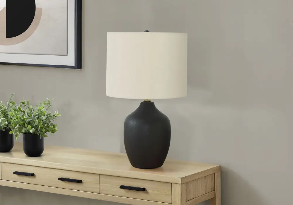 Lighting, Table Lamp, Pottery, Transitional - Black / Cream