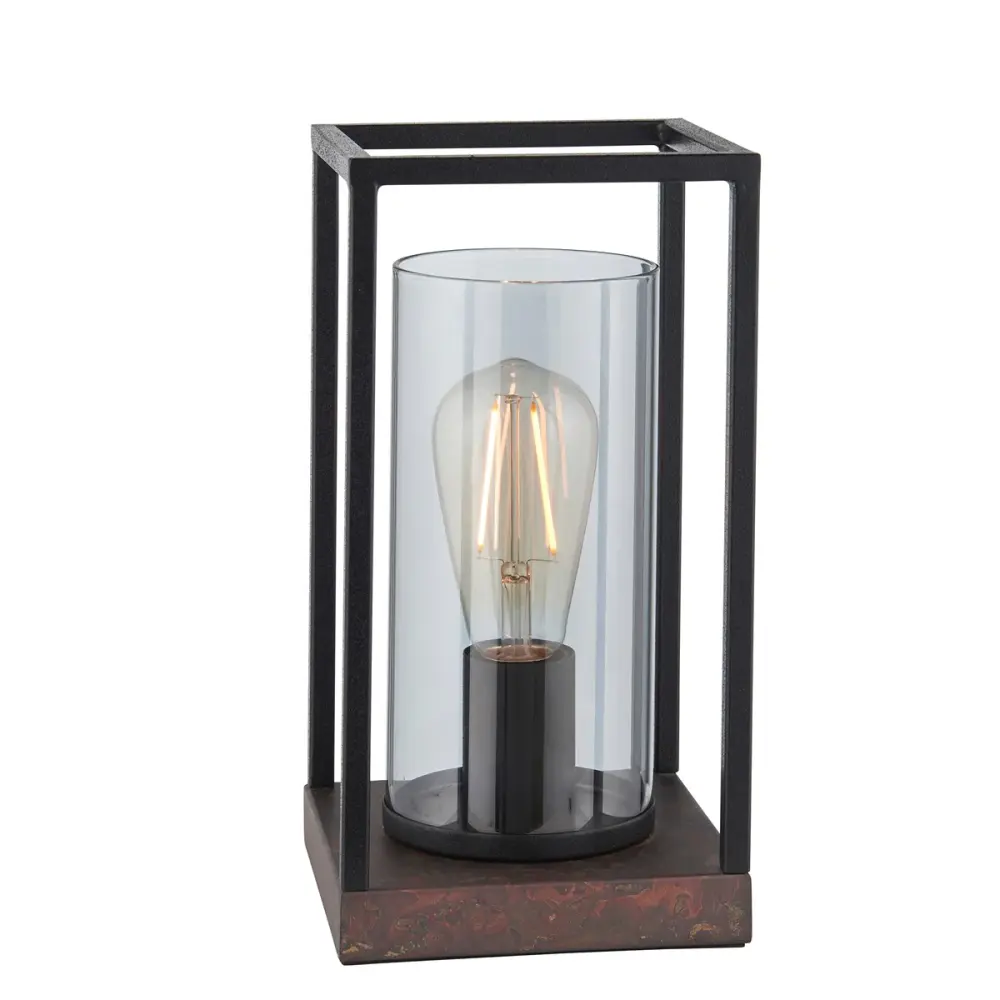 Olivia's Colo Table Lamp Sand Black and Rustic gold Patina