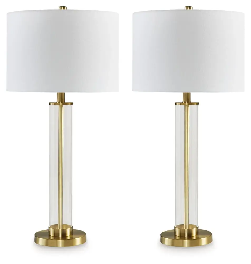Orenman - Glass Table Lamp (Set 2) - Distinct / Brass Finish