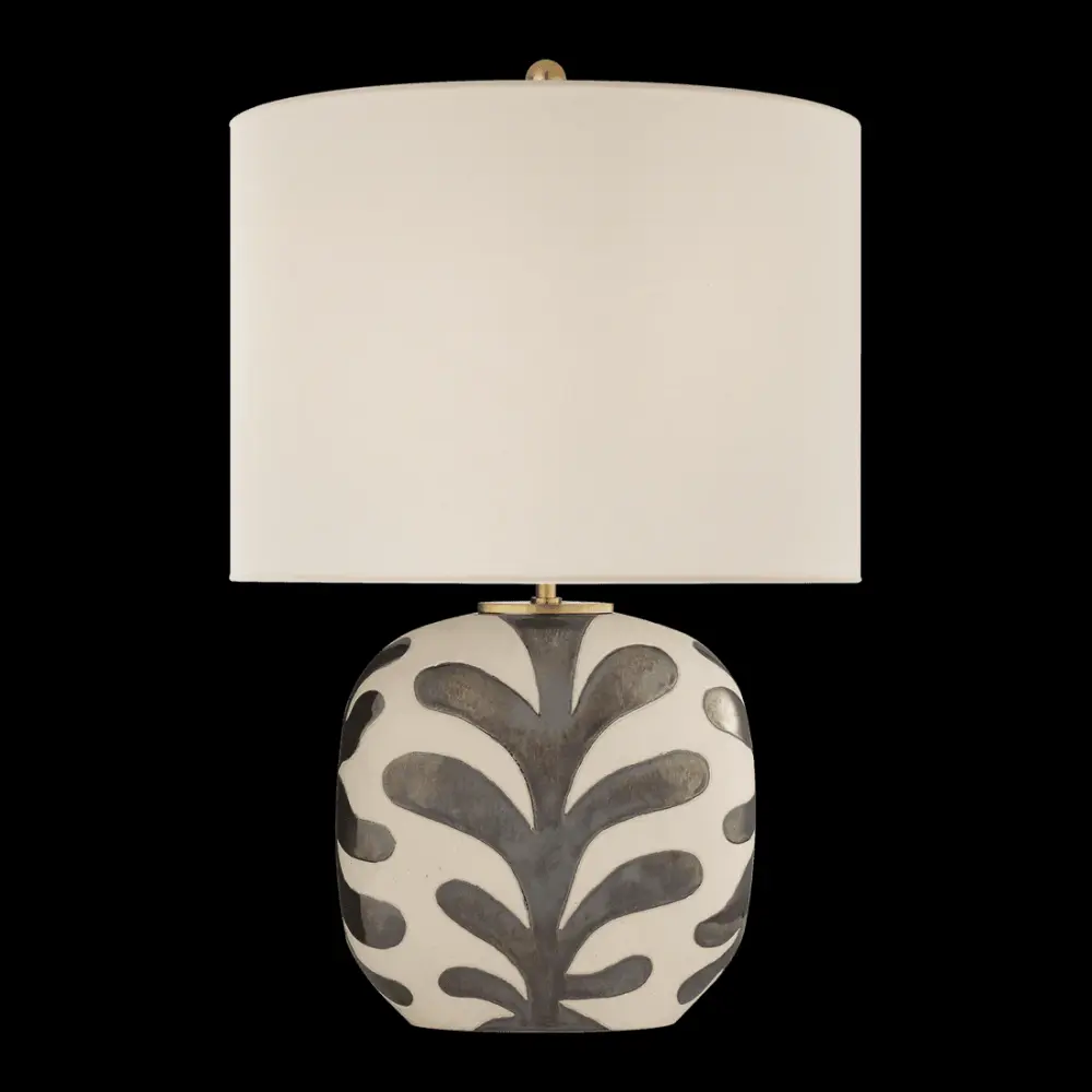 Parkwood Medium Table Lamp - Natural Bisque & Black Pearl Flax Shade