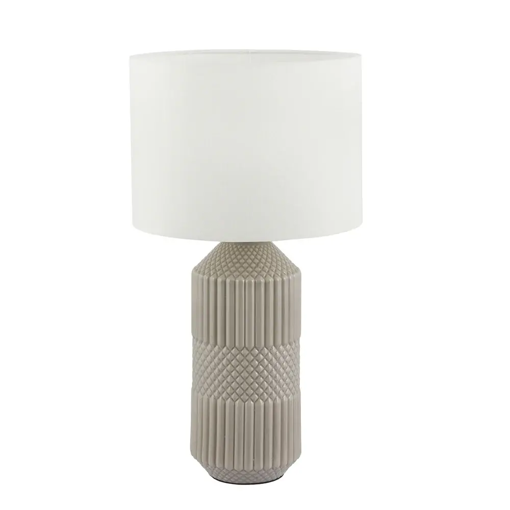 Terrie Geo Textured Tall Stoneware Table Lamp - Grey