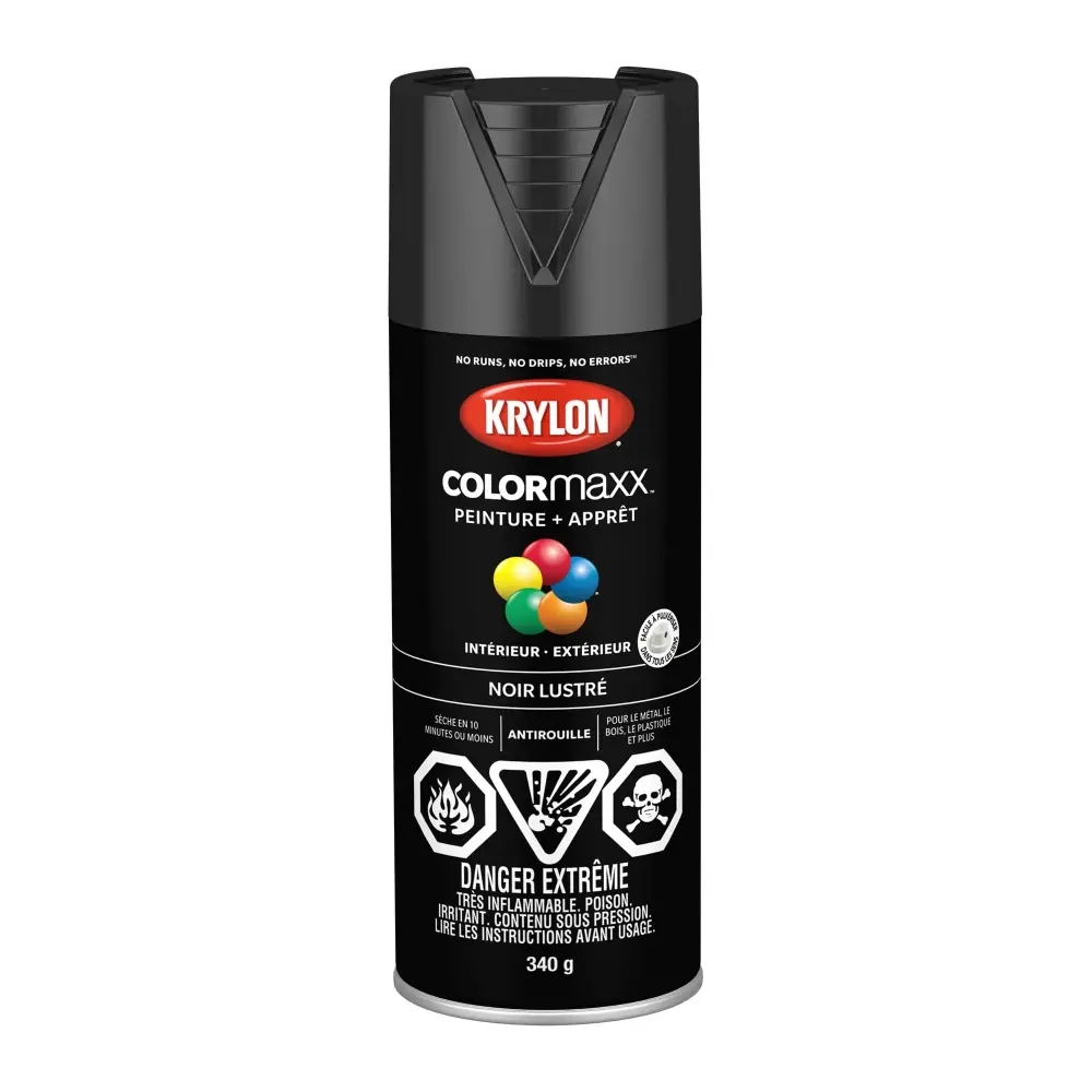 Krylon COLORMAXX Paint + Primer Gloss Jet-black, 340 g