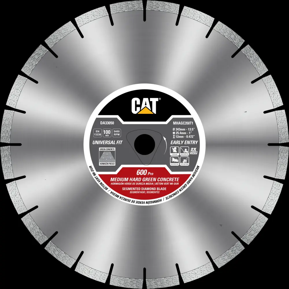 Cat® 600 Pro Early Entry MEDIUM/HARD Aggregate Silent Mint Concrete Diamond Blade 6 3/8" - 162mm RED