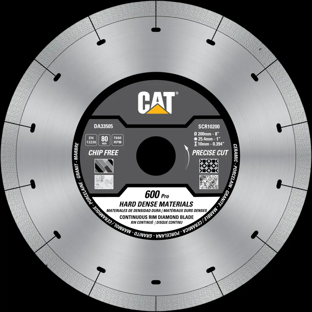 Cat® 600 Pro Soundless Laser Scroll Continuous Rim Porcelain Tile Diamond Blade 7" - 180mm