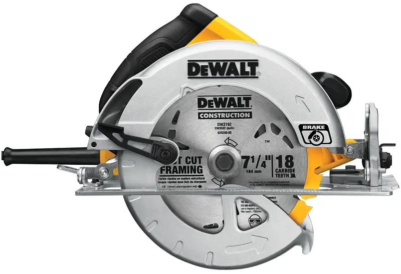 DEWALT DWE575SB Circular Saw, 15 , 7-1/4 Dia Blade, 5/8 Arbor, 2 at 45 deg, 2.55 at 90 deg D Cutting