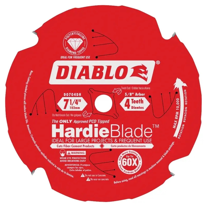 Diablo D0704DH Circular Saw Blade, 7-1/4 Dia, 4-Teeth, 5/8 Arbor, Polycrystalline Cutting Edge
