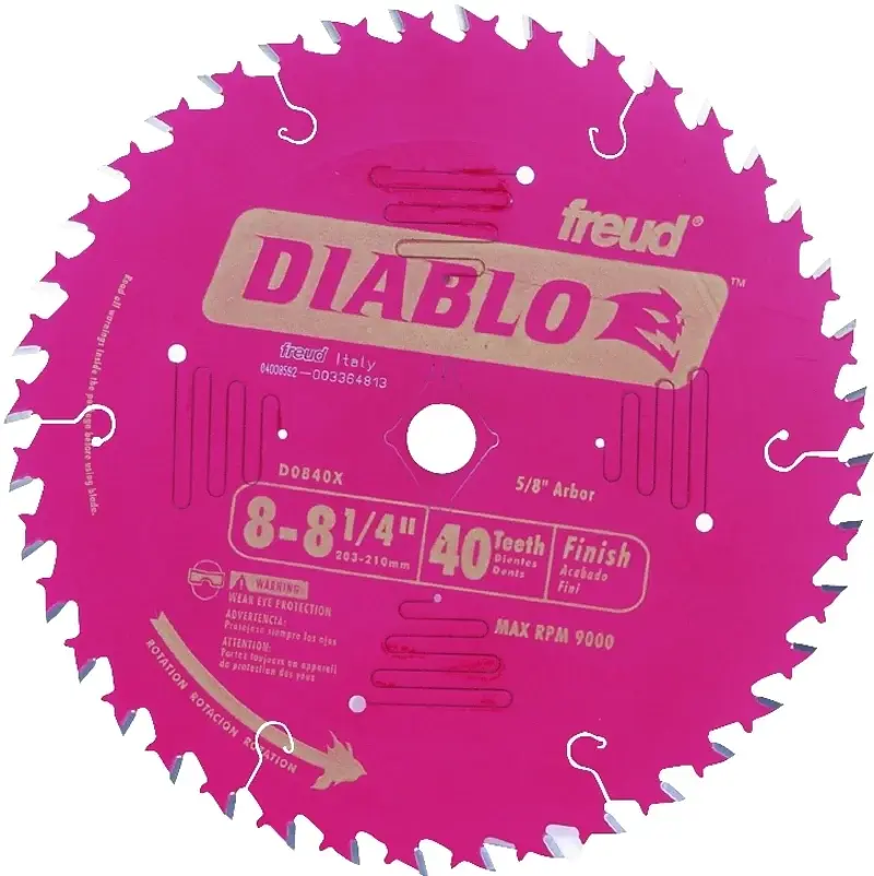 Diablo D0840X Circular Saw Blade, 8 to 8-1/4 Dia, 5/8 Arbor, 40-Teeth, Carbide Cutting Edge