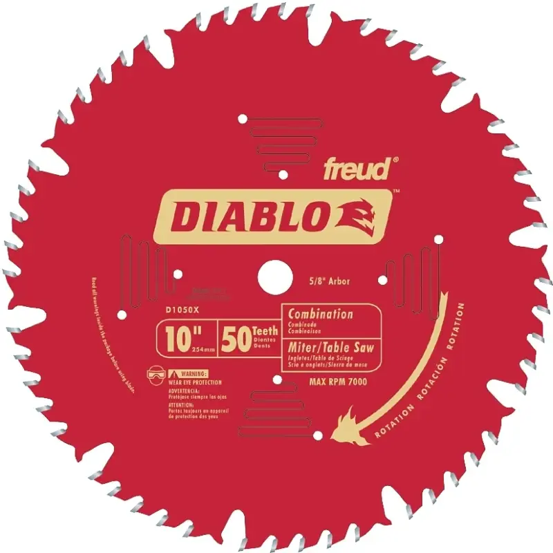 Diablo D1050X Circular Saw Blade, 10 Dia, 5/8 Arbor, 50-Teeth, Carbide Cutting Edge