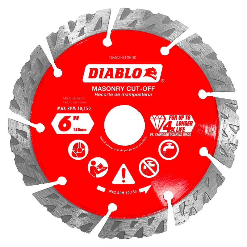 Diablo DMADST0600 Series Saw Blade, Turbo Cut-Off Disc Blade, 6 Dia, Segmented Rim, 1/PK