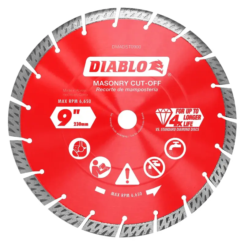 Diablo DMADST0900 Series Saw Blade, Turbo Cut-Off Disc Blade, 9 Dia, Segmented Rim, 1/PK