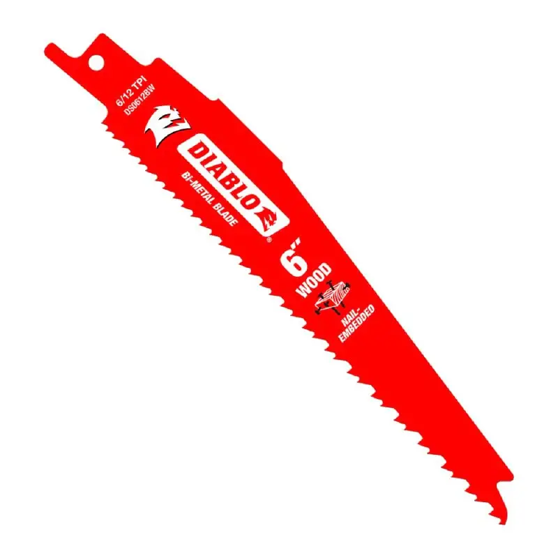 Diablo DS0612BW25 Series Reciprocating Saw Blade, Applicable Materials: Wood, 1 W, 6 L, 6/12 TPI