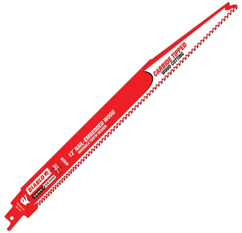 Diablo DS1206CWS3 Reciprocating Saw Blade, Applicable Materials: Wood, 12 L, 6/9 TPI, Carbide Cutting Edge