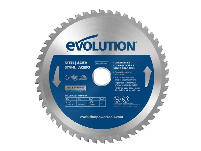 Evolution Mild Chromed Cutting Circular Saw Blade 210 x 25.4mm x 50T