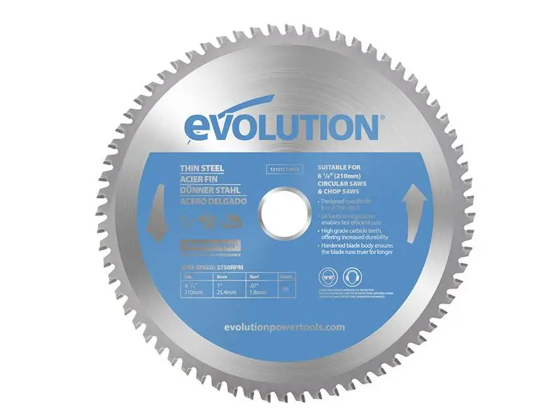 Evolution Thin Chromed Cutting Circular Saw Blade 210 x 25.4 x 68T