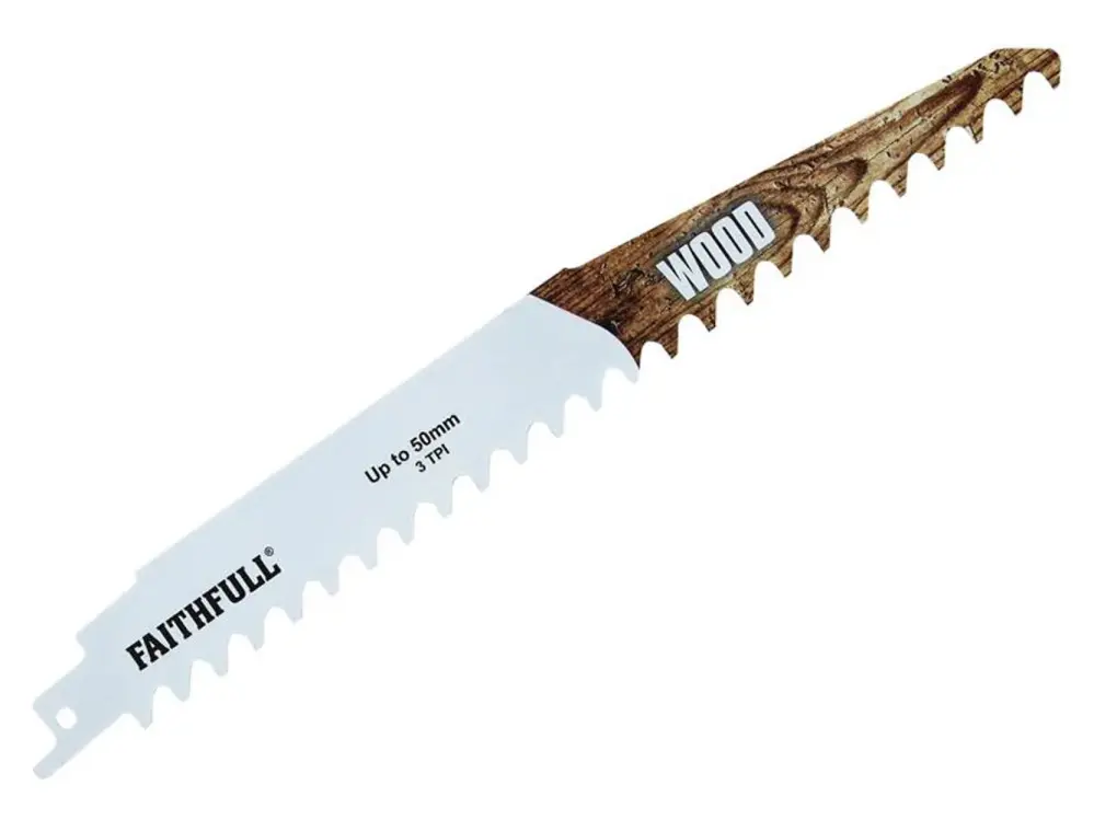 Faithfull S1141hm Wood Carbide Sabre Saw Blade 228Mm X 3 Tpi