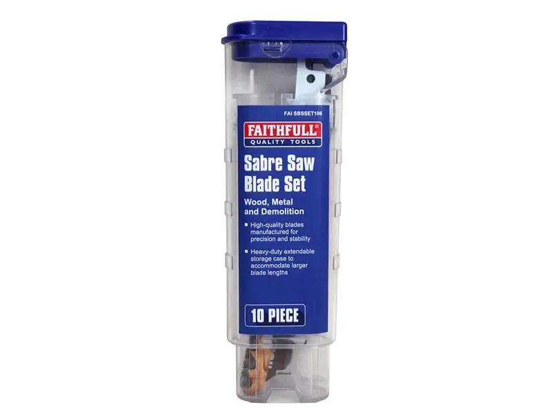 Faithfull Sabre Saw Blade Place, 10 Piece