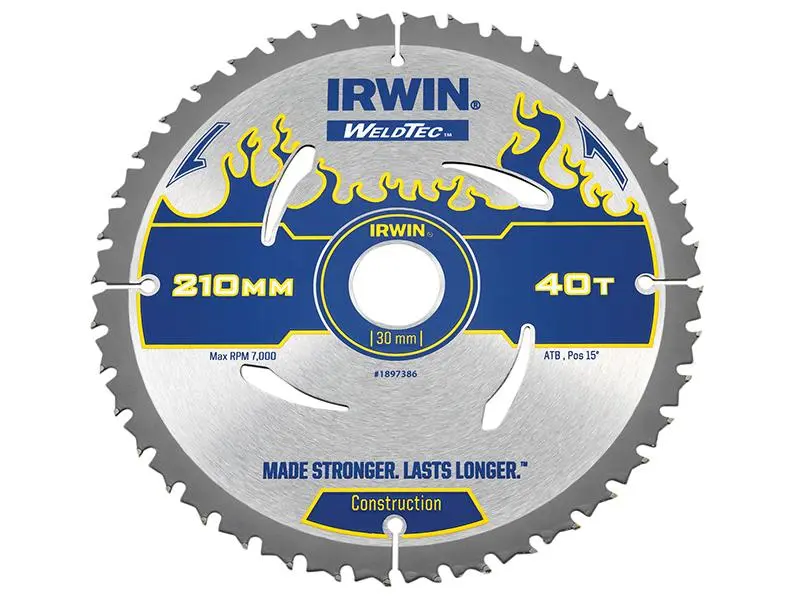 IRWIN Weldtec Circular Saw Blade 210 X 30Mm X 40T Atb