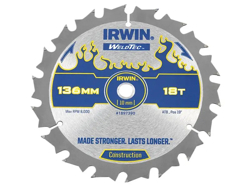 IRWIN Weldtec Wireless Circular Saw Blade 136 X 10Mm X 18T Atb