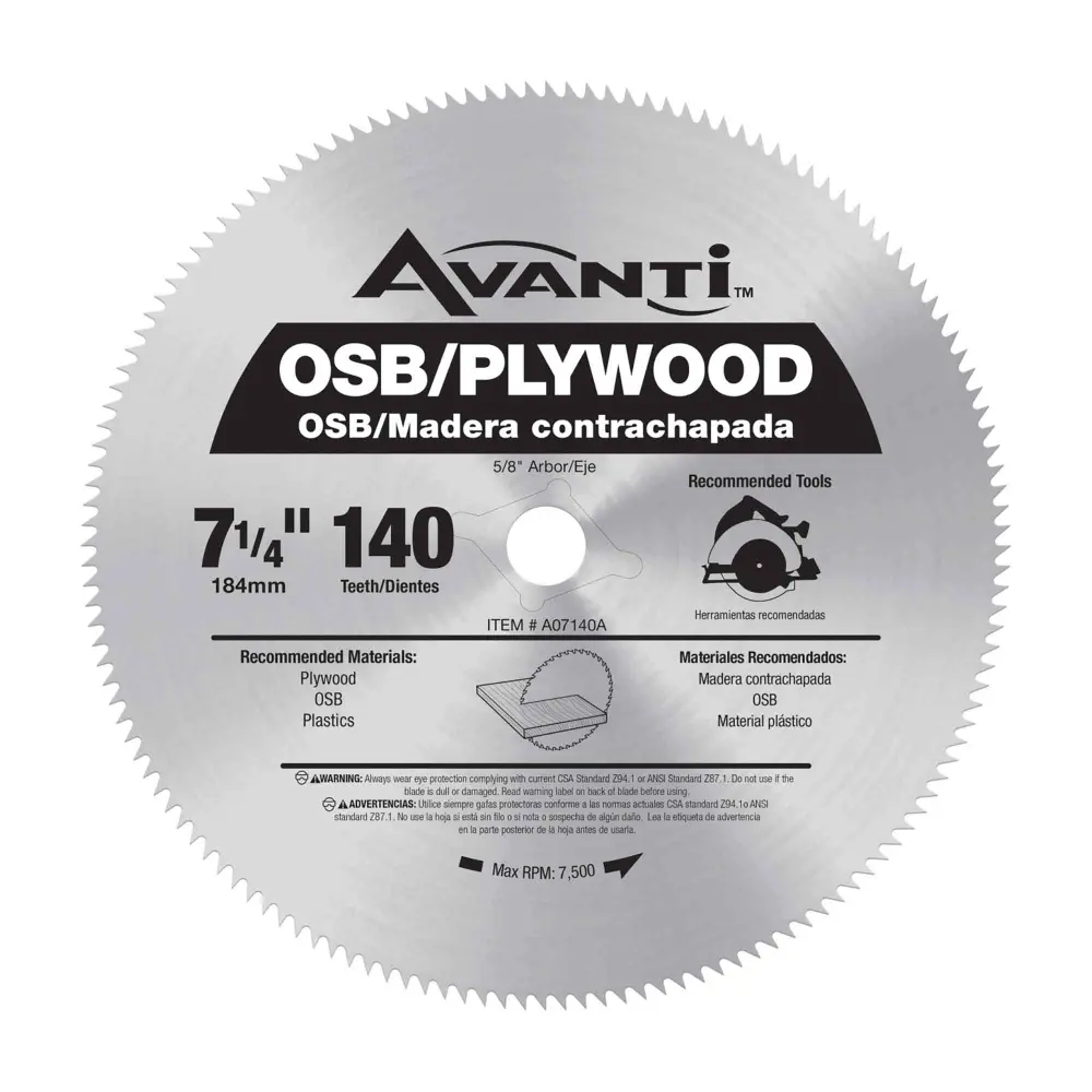Plywood and OSB Circular Saw Blade 140 Teeth, 7-1/4"