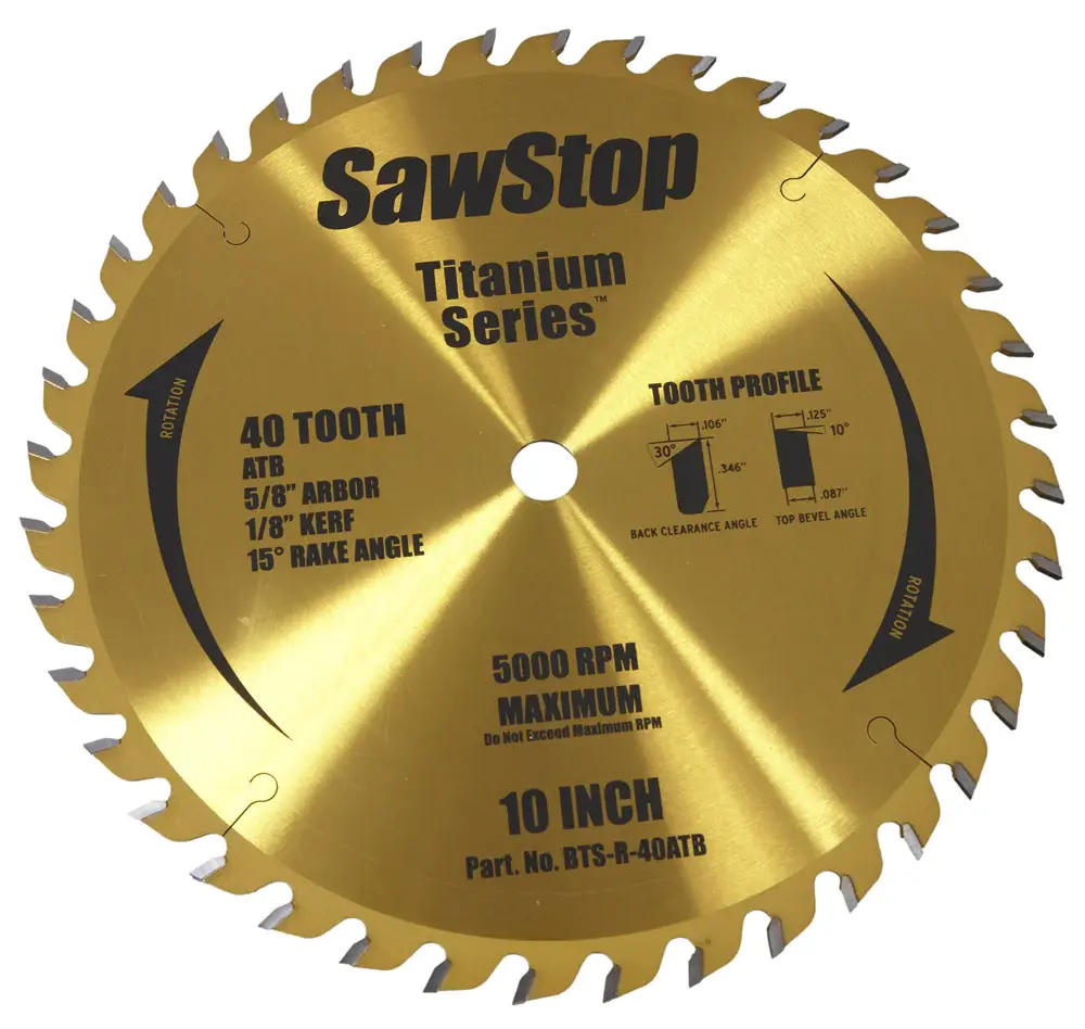 SawStop BTS-R-40ATB Titanium-built Series 40-Tooth Combination Blade