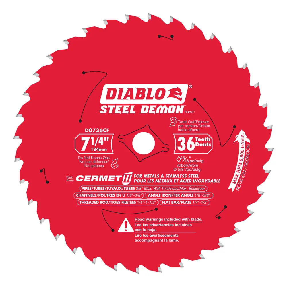 Steel Demon Cermet II Saw Blade Dense Metal, 7-1/4" x 36 Teeth
