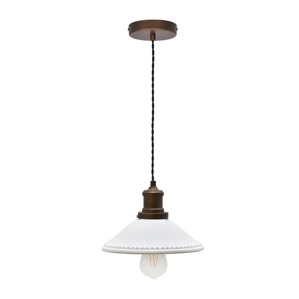 Beaulieu Ceramic Fluted Cone Pendant - Antique Copper-brown