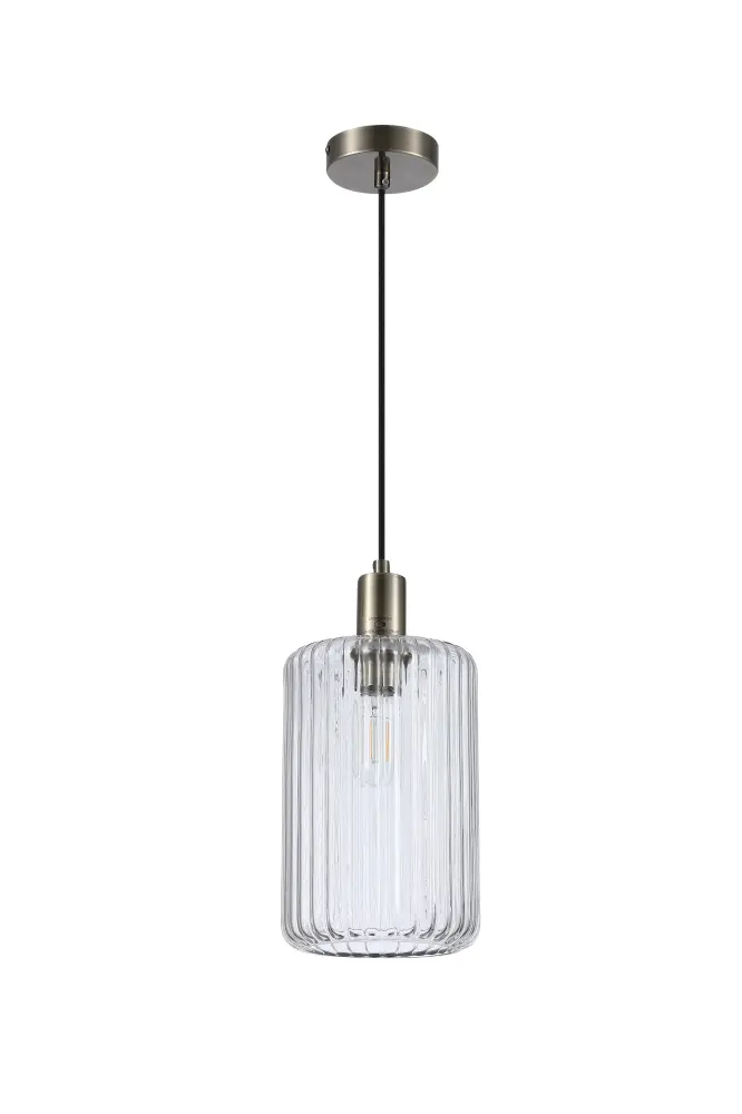 Holt 1 Light Fluted Glass Pendant Antique Brass