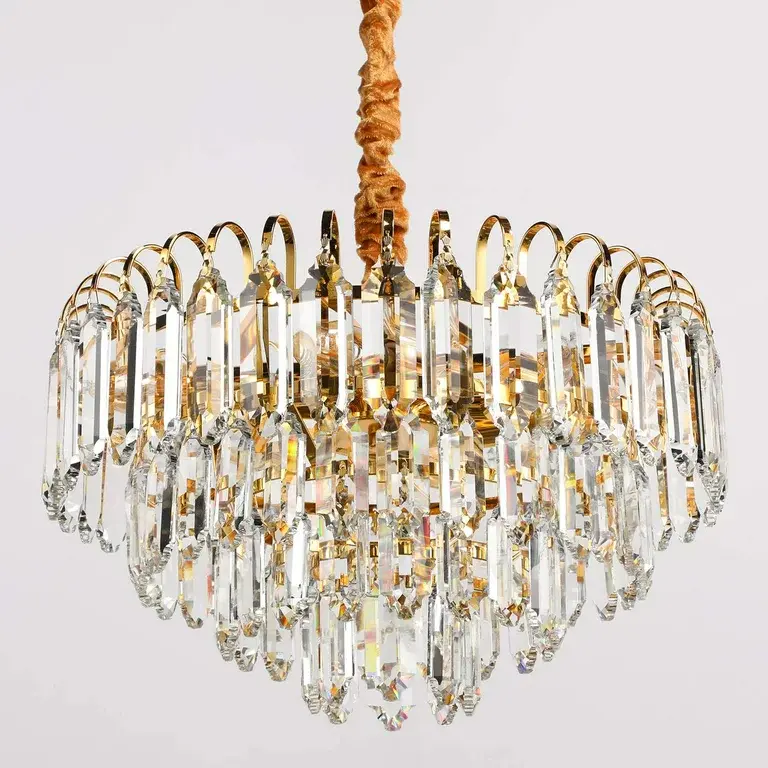 TieredGlamor 6-Lights Crystal Pendant Chandelier Entryways