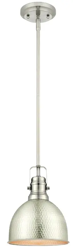 Westinghouse 6345500 Mini Pendant Light, 120 V, 1-Lamp, Incandescent, LED Lamp, Metal Fixture, Satin-brushed Nickel Fixture