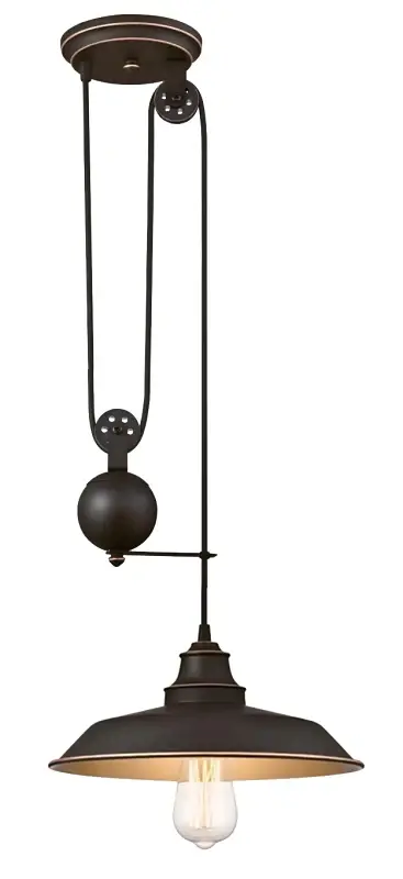 Westinghouse 63632 Pulley Pendant Light Highlights, 120 V, 1-Lamp, Oil Rubbed Rustic gold Fixture
