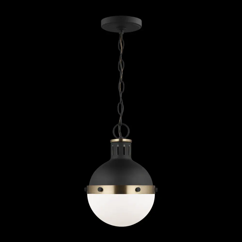 Hanks One Light Mini Pendant - Midnight Ebony White Glass