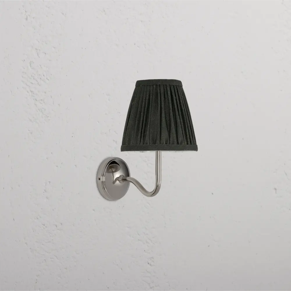 Malvern Little Wall Light Pleated Deep Green - Polished Nickel