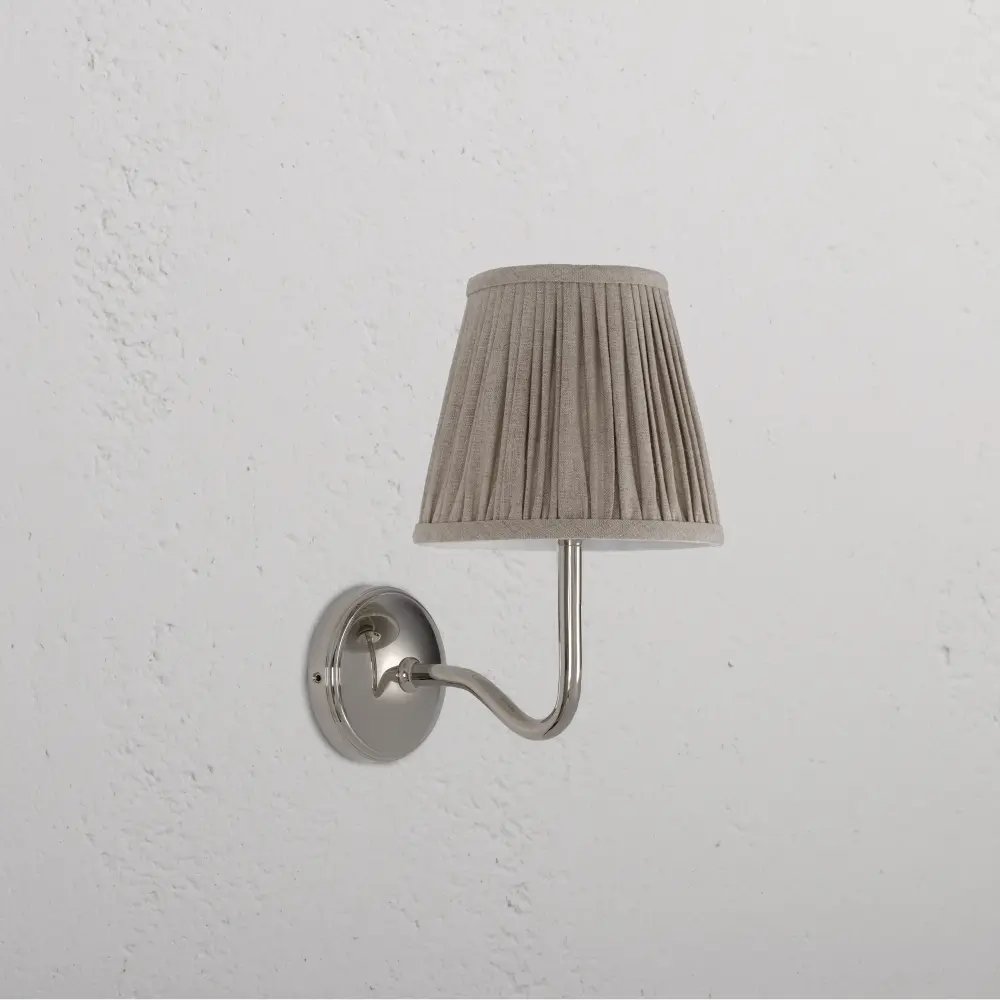 Malvern Medium Wall Buoyant Pleated Natural Beige - Polished Nickel