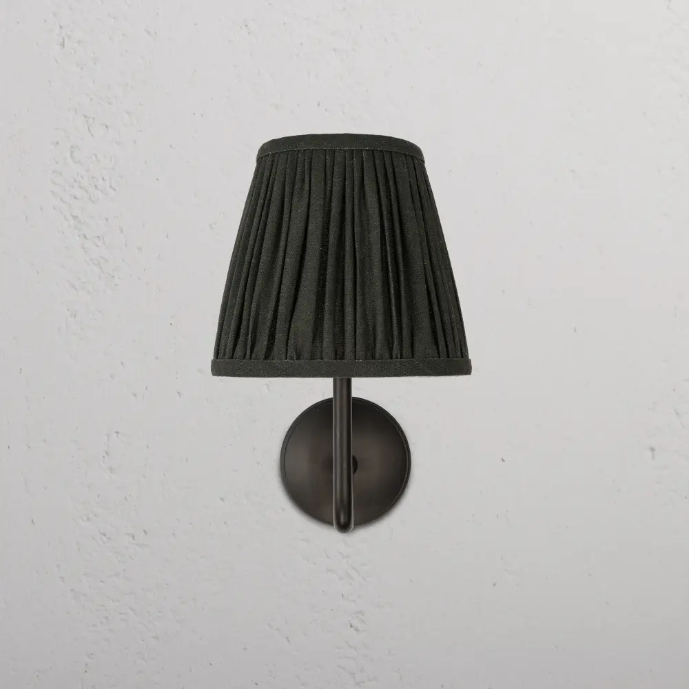 Malvern Medium Wall Light Pleated Deep Green - Rustic gold