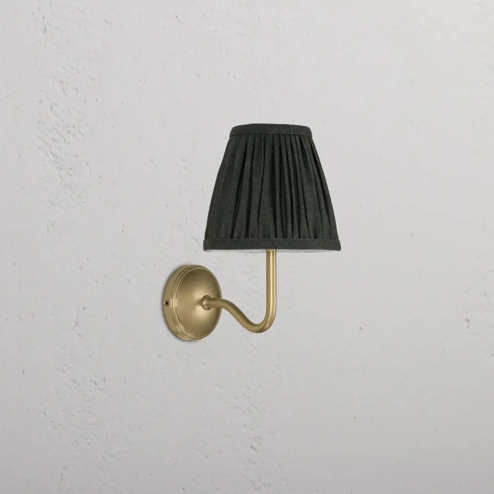 Malvern Small Wall Light Pleated Deep Sage - Antique Brass